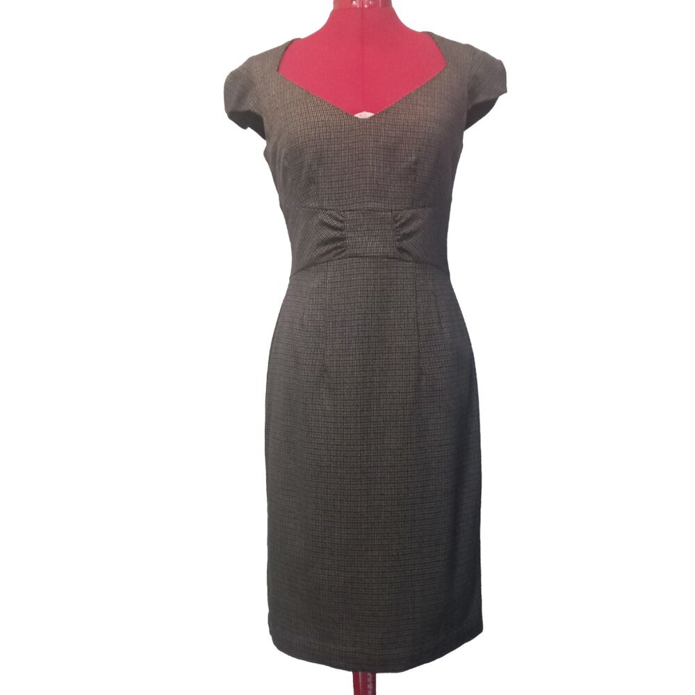 H&M Brown Houndstooth Office business Bodycon Pencil Dress US 6